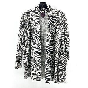 Colour Works Zebra Open Drape Front Long Sleeve Lightweight Cardigan Size L